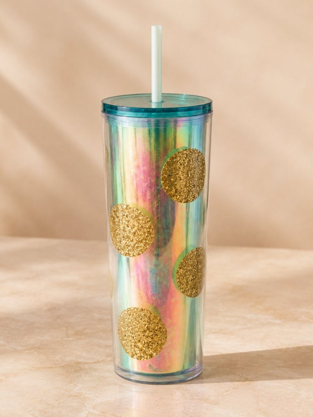 Starbucks Holiday 2020 Gold Glitter Polka Dot Cold Cup 24oz NWT